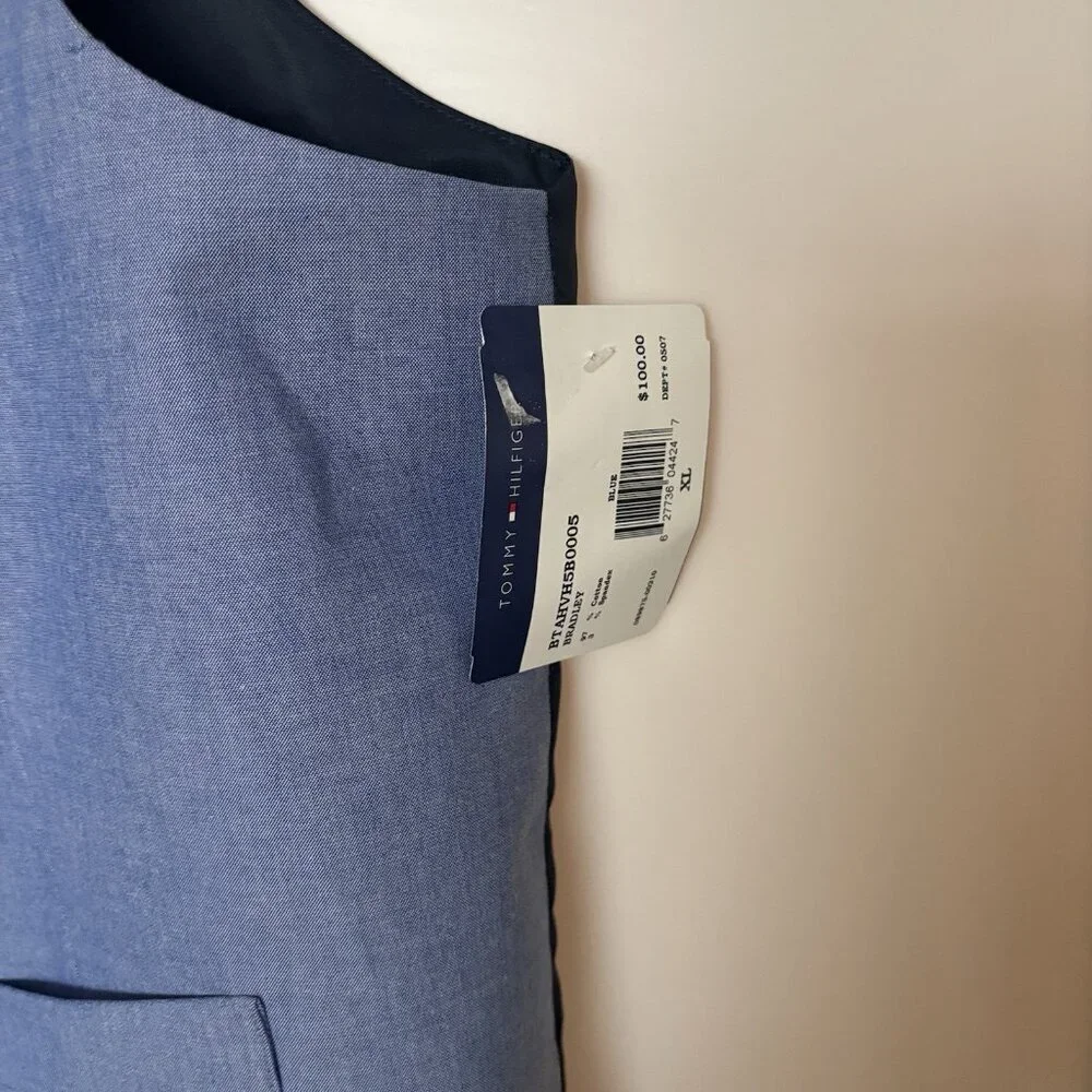 Tommy Hilfiger Mens‎ Career Suit Vest Blue Modern-Fit TH Flex Preppy Office NWT